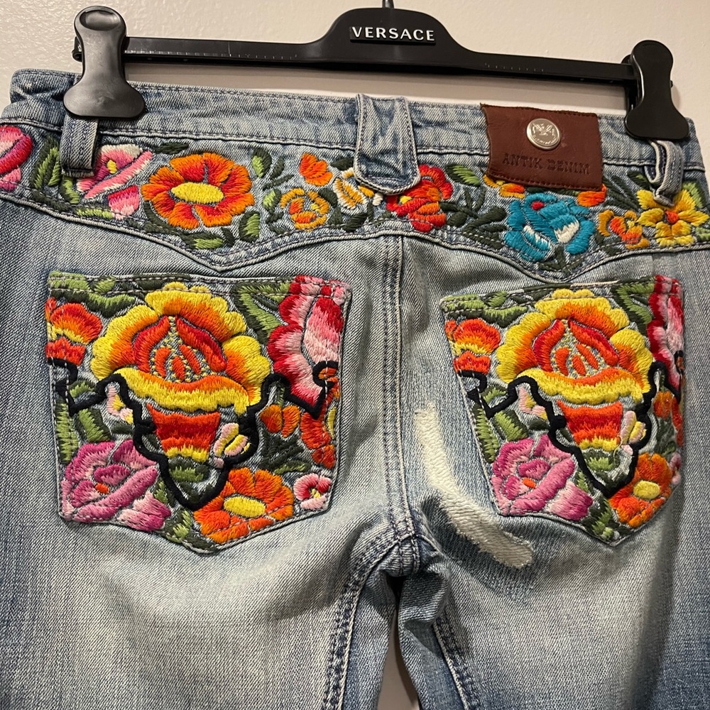 Antik Denim Vintage Flare Jeans with Colorful Embroidery - Picture 3 of 9